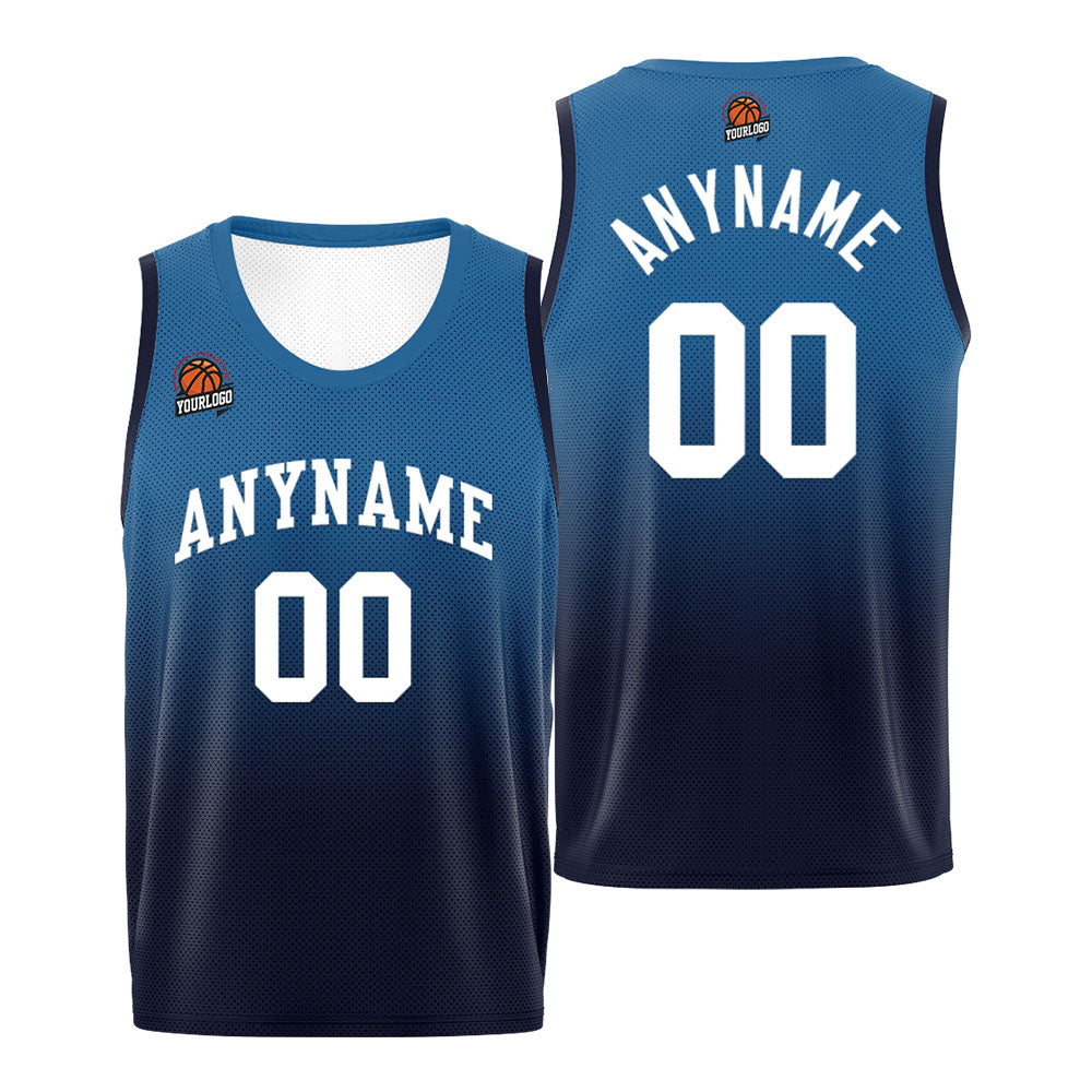 Custom Basketball Jersey Personalized Stitched Team Name Number Logo Blue&Navy enthsush