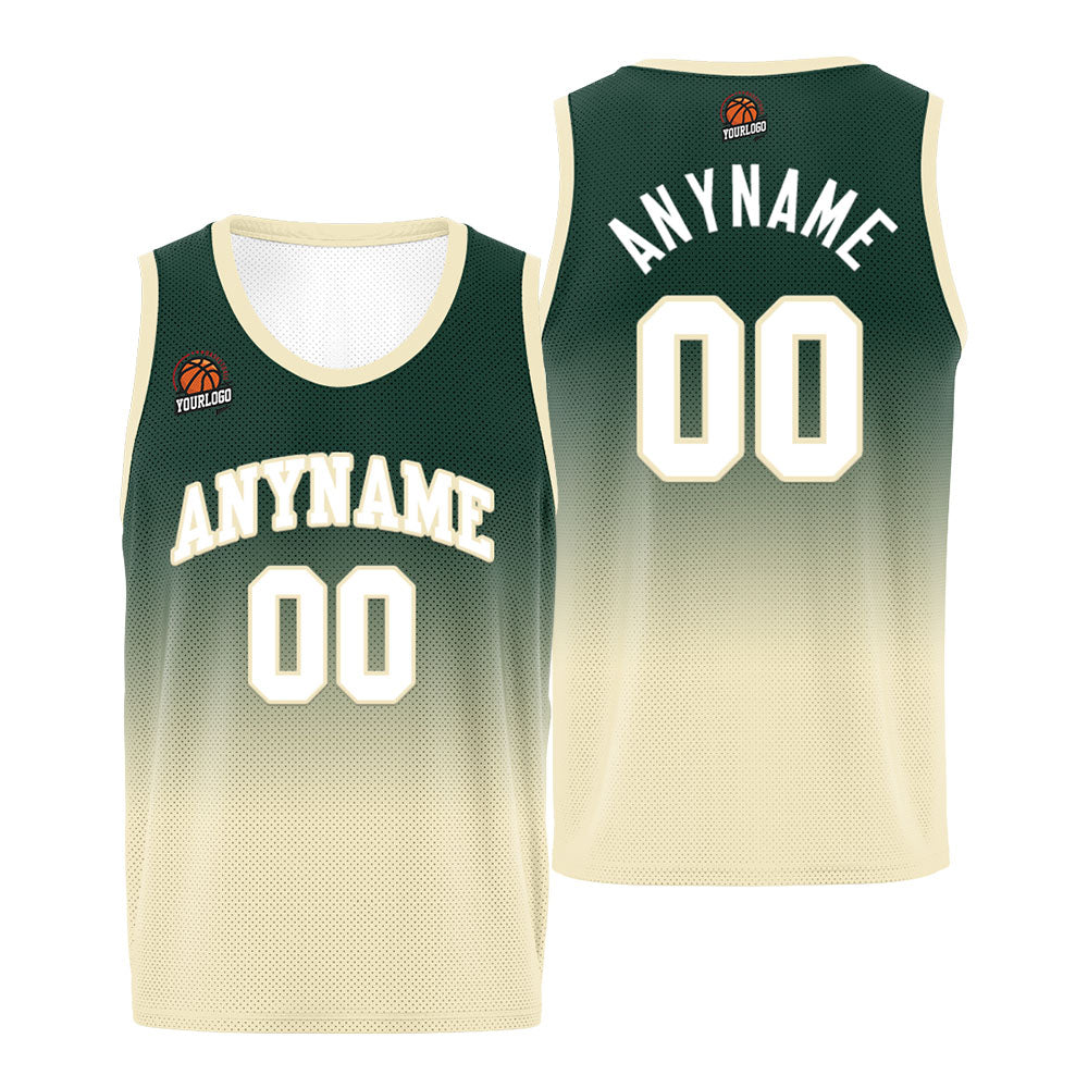 Custom Basketball Jersey Personalized Stitched Team Name Number Logo Green&Cream enthsush