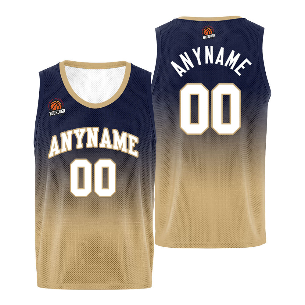 Custom Basketball Jersey Personalized Stitched Team Name Number Logo Navy&Gold enthsush