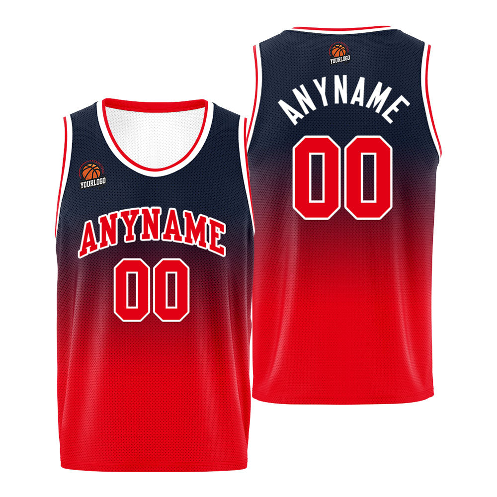 Custom Basketball Jersey Personalized Stitched Team Name Number Logo Navy&Red enthsush