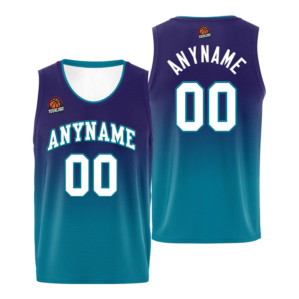 Custom Basketball Jersey Personalized Stitched Team Name Number Logo Purple&Aqua enthsush