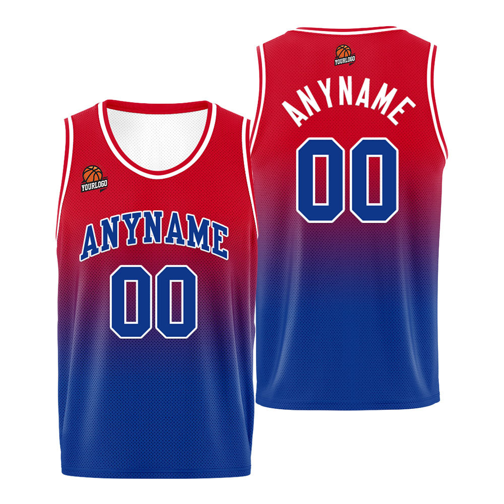 Custom Basketball Jersey Personalized Stitched Team Name Number Logo Red&Royal enthsush