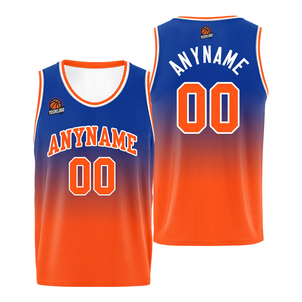 Custom Basketball Jersey Personalized Stitched Team Name Number Logo Royal&Orange enthsush