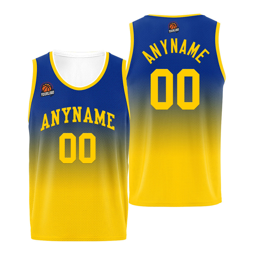 Custom Basketball Jersey Personalized Stitched Team Name Number Logo Royal&Yellow enthsush