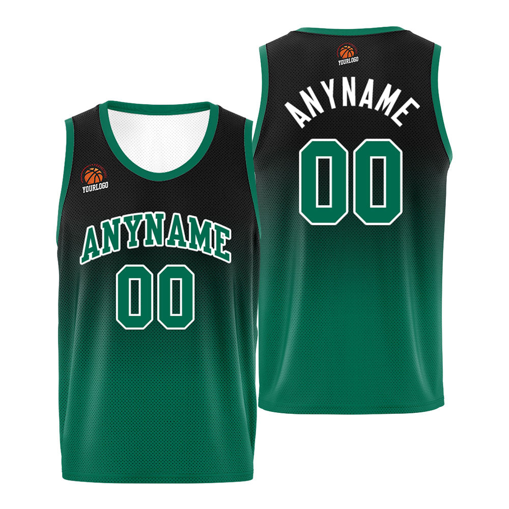 Custom Basketball Jersey Personalized Stitched Team Name Number Logo Black&Green enthsush