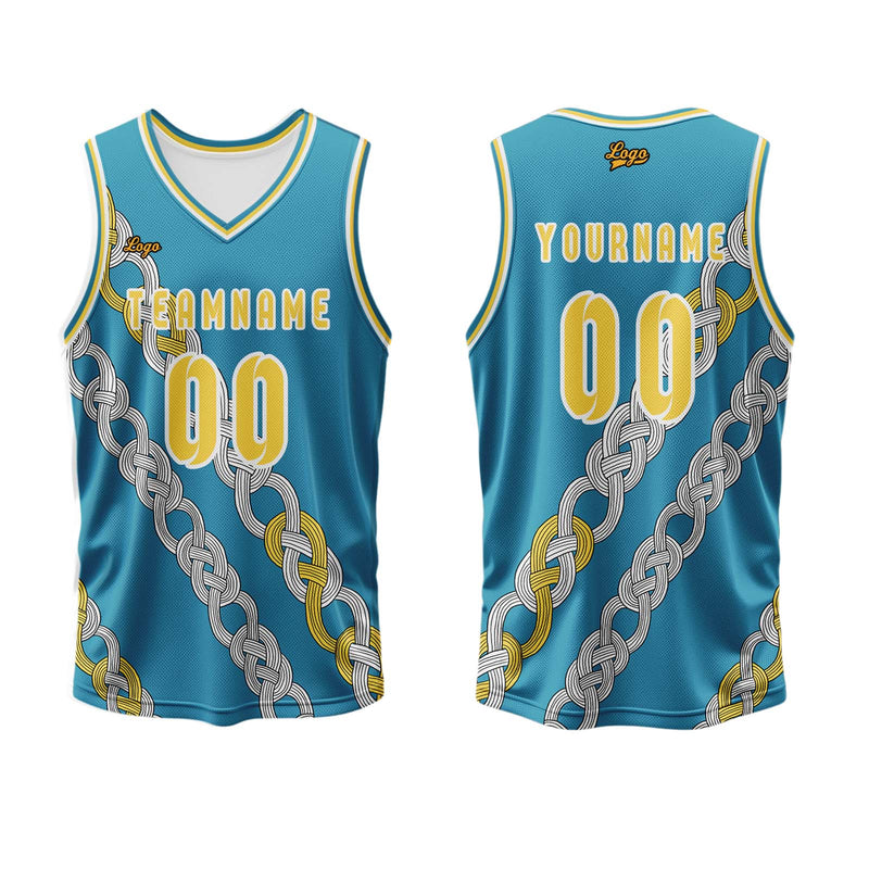 Custom Yellow Blue Basketball Jersey Uniform Suit Printed Your Logo Name Number