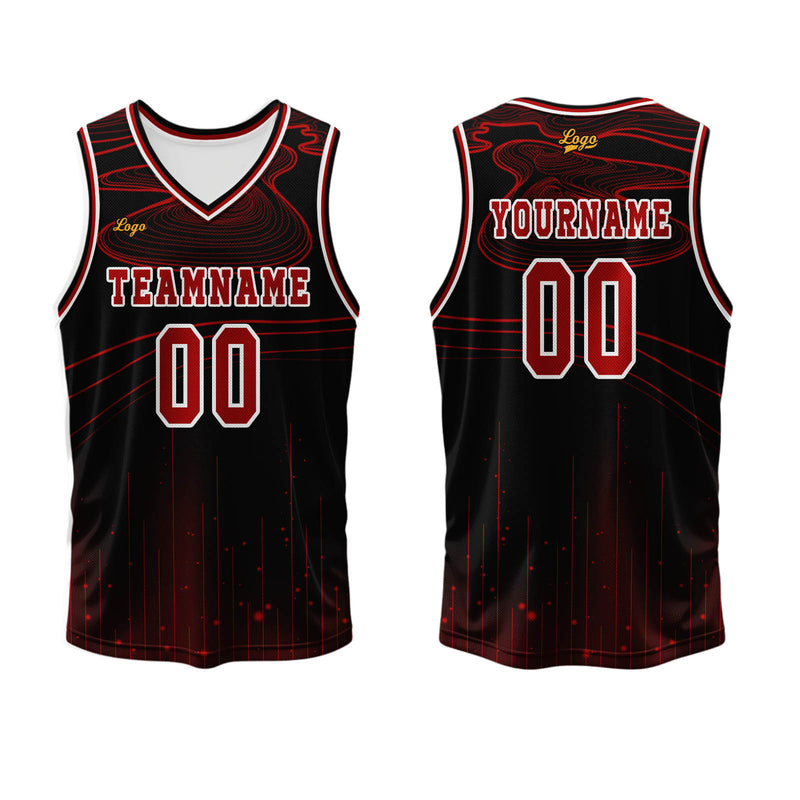 Custom Black Red Basketball Jersey Uniform Suit Printed Your Logo Name Number