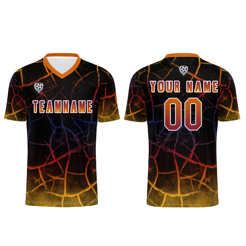 Custom Black Orange Jerseys for Men Women Personalized Soccer Uniforms for Adult and Kid