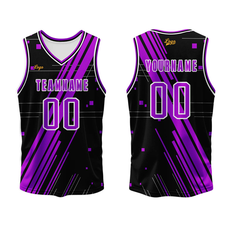 Custom Black Rose Purple Basketball Jersey Uniform Suit Printed Your Logo Name Number