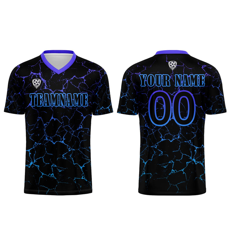 Custom Black Blue Jerseys for Men Women Personalized Soccer Uniforms for Adult and Kid