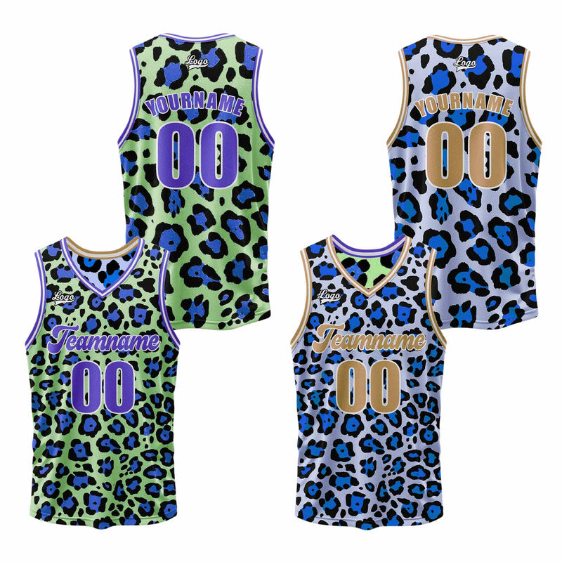 Custom Green Iceberg Blue Reversible Basketball Suit for Adults and Kids Personalized Jersey