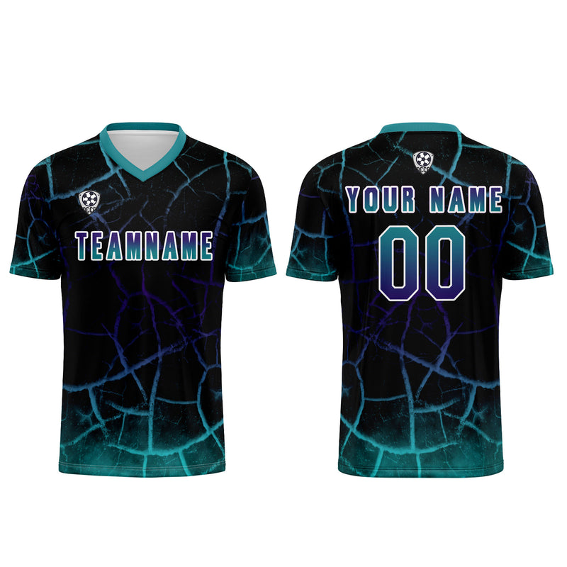 Custom Black Cyan Jerseys for Men Women Personalized Soccer Uniforms for Adult and Kid