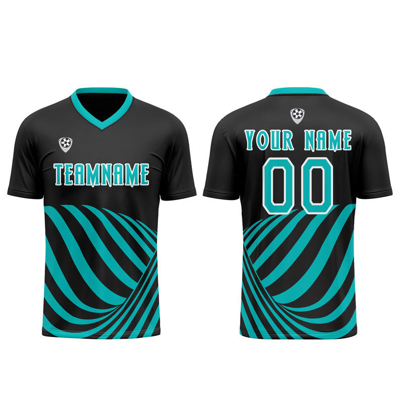 Custom Black Teal Soccer Jerseys for Men Women Personalized Soccer Uniforms for Adult and Kid
