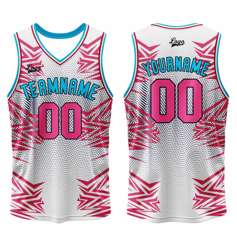 Custom White Pink Basketball Jersey Uniform Suit Printed Your Logo Name Number