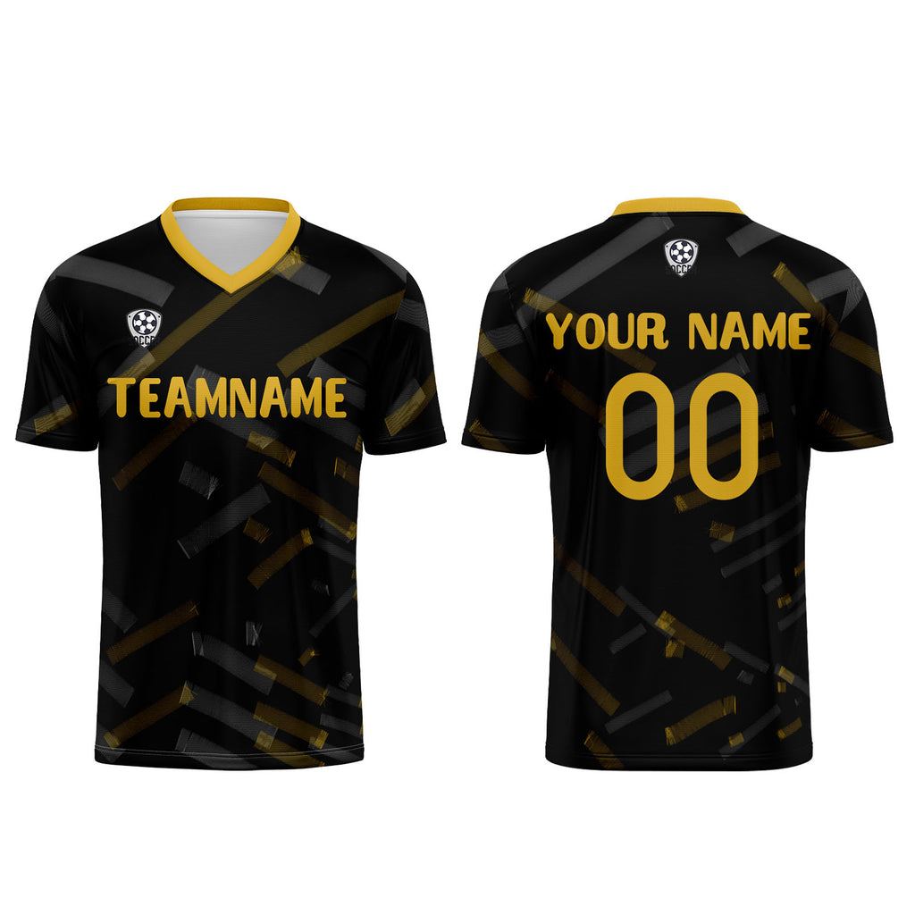 Custom Black Lemon Yellow Jerseys for Men Women Personalized Soccer Uniforms for Adult and Kid enthsush