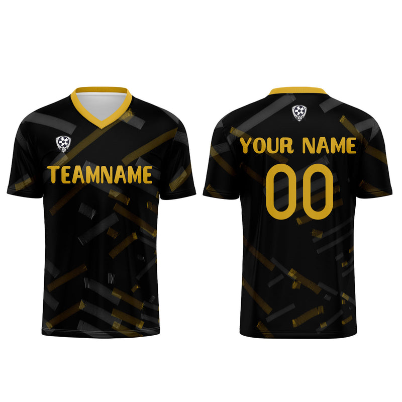 Custom Black Lemon Yellow Jerseys for Men Women Personalized Soccer Uniforms for Adult and Kid