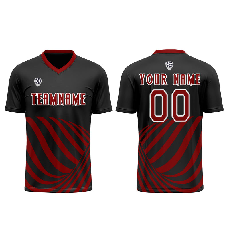 Custom Black Red Soccer Jerseys for Men Women Personalized Soccer Uniforms for Adult and Kid