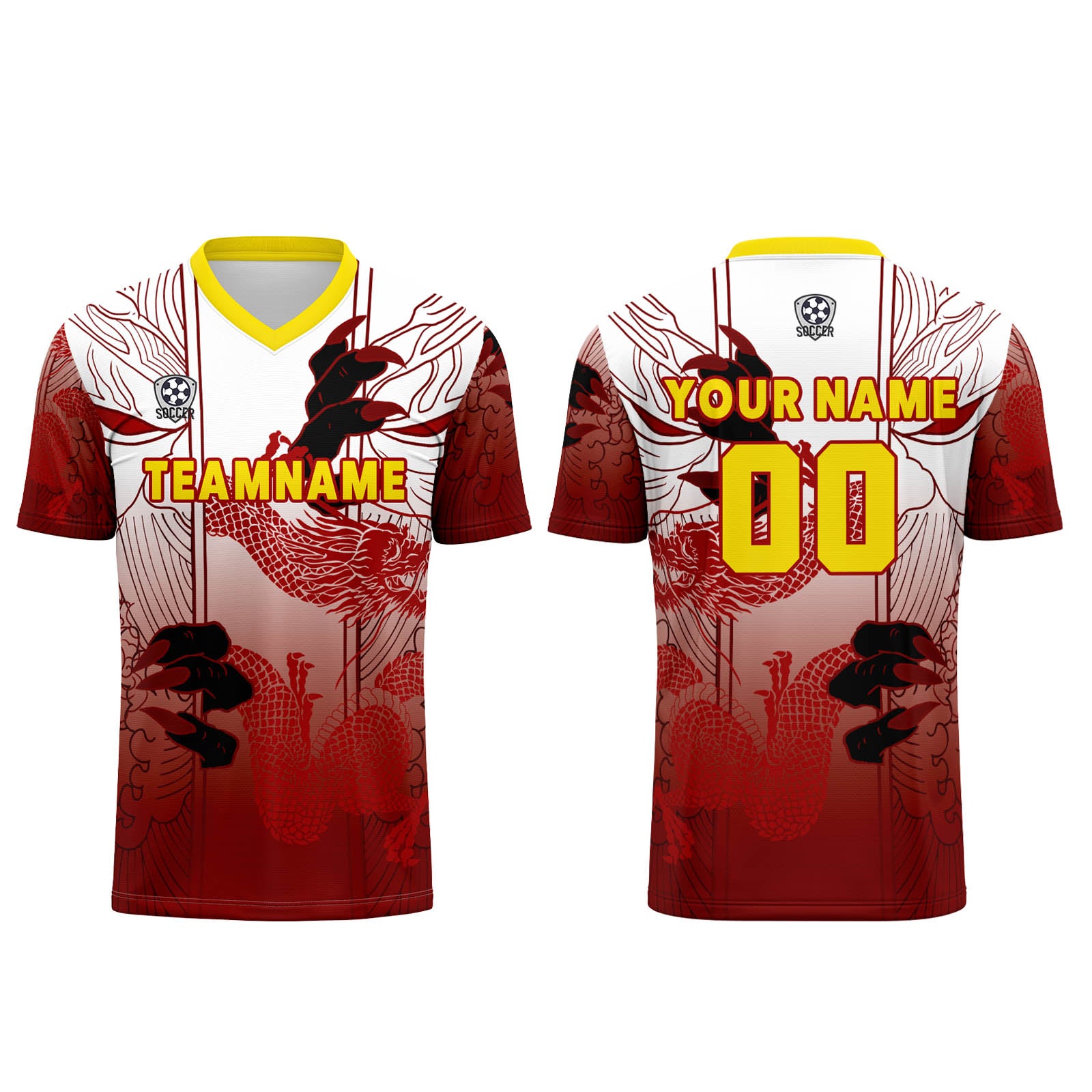Custom Red Yellow Jerseys for Men Women Personalized Soccer Uniforms for Adult and Kid enthsush
