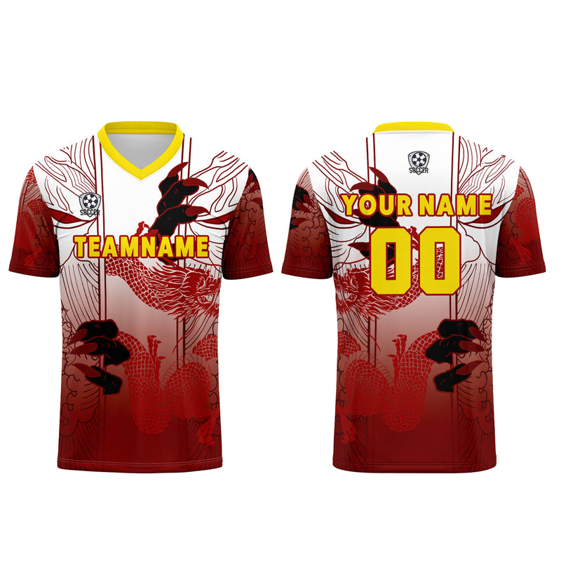Custom Red Yellow Jerseys for Men Women Personalized Soccer Uniforms for Adult and Kid