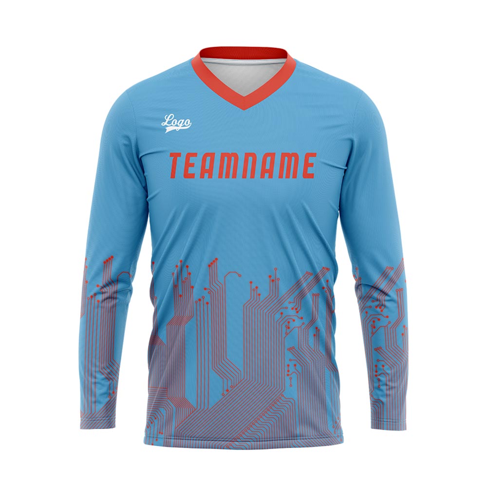 Custom Sky Blue Orange Red Basketball Soccer Football Shooting Long T-Shirt for Adults and Kids enthsush