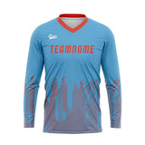 Custom Sky Blue Orange Red Basketball Soccer Football Shooting Long T-Shirt for Adults and Kids