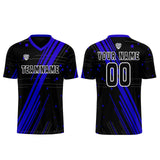 Custom Black Blue Jerseys for Men Women Personalized Soccer Uniforms for Adult and Kid