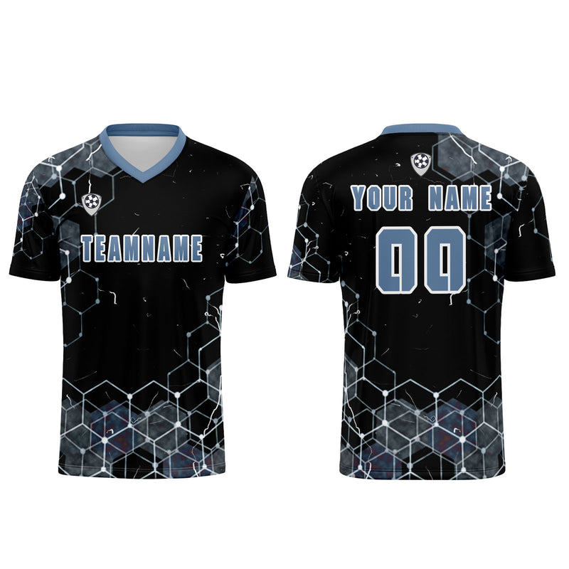 Custom Gray Blue Jerseys for Men Women Personalized Soccer Uniforms for Adult and Kid