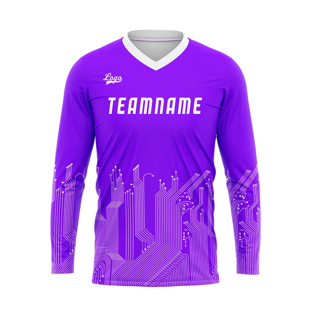 Custom Bright Purple White Basketball Soccer Football Shooting Long T-Shirt for Adults and Kids enthsush