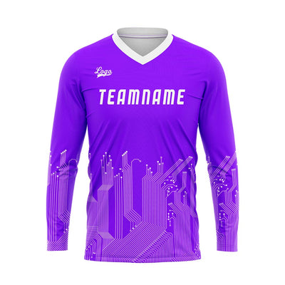 Custom Bright Purple White Basketball Soccer Football Shooting Long T-Shirt for Adults and Kids enthsush