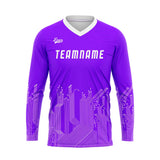 Custom Bright Purple White Basketball Soccer Football Shooting Long T-Shirt for Adults and Kids