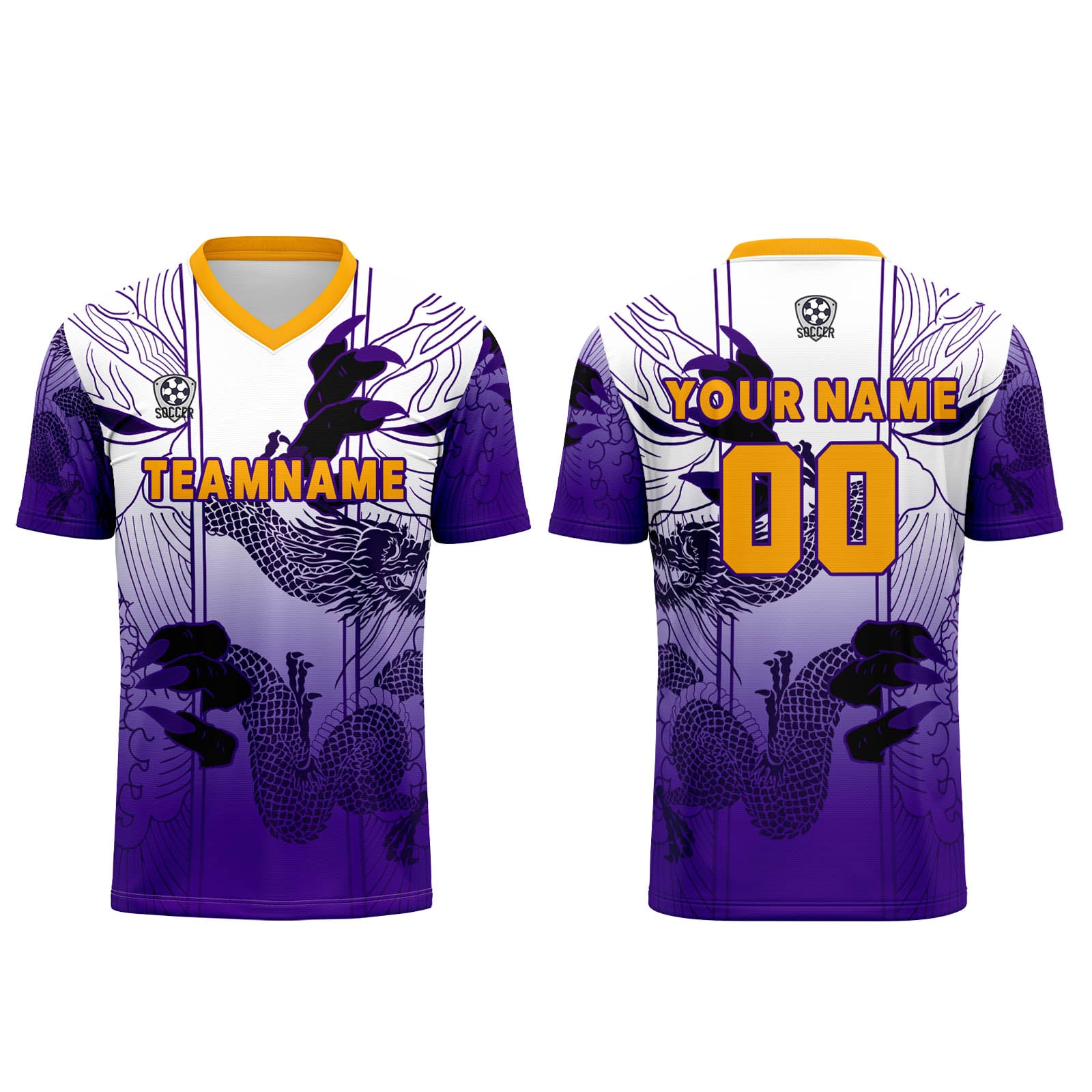 Custom White Purple Jerseys for Men Women Personalized Soccer Uniforms for Adult and Kid enthsush