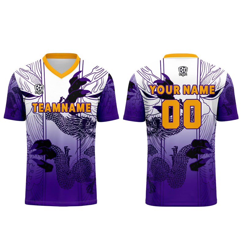 Custom White Purple Jerseys for Men Women Personalized Soccer Uniforms for Adult and Kid