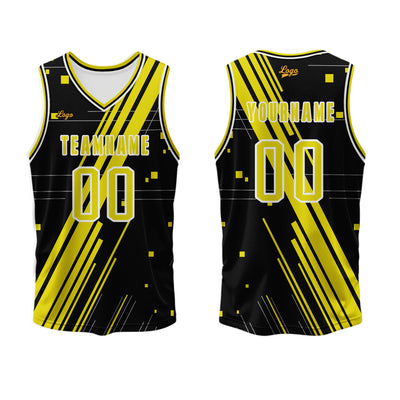 Custom Black Yellow Basketball Jersey Uniform Suit Printed Your Logo Name Number enthsush