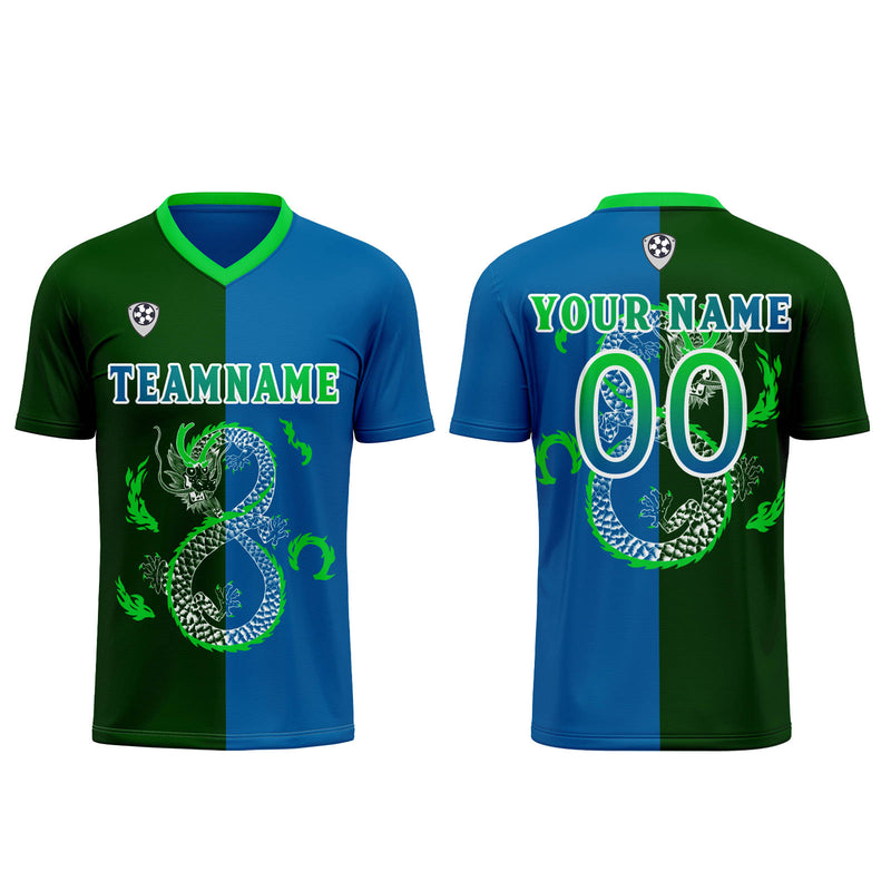 Custom Blue Green Soccer Jerseys for Men Women Personalized Soccer Uniforms for Adult and Kid
