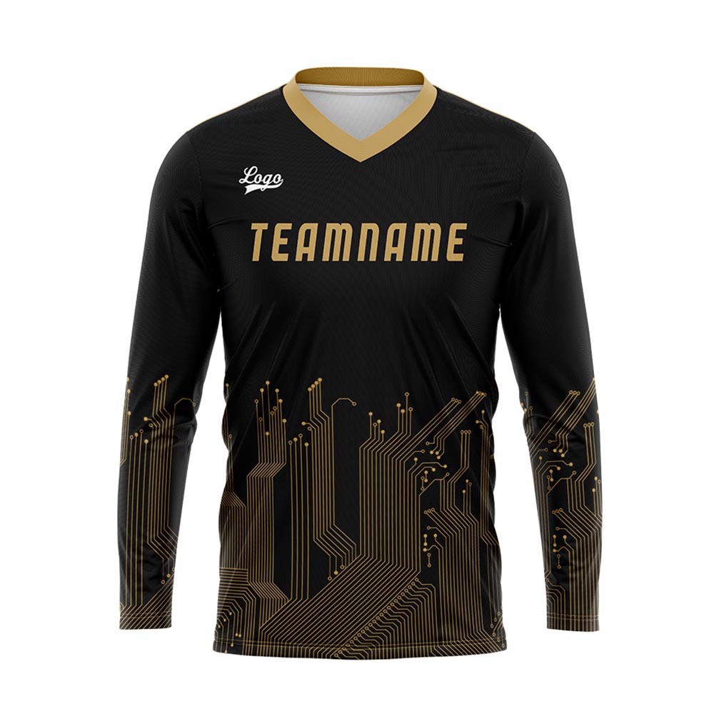 Custom Black Gold Basketball Soccer Football Shooting Long T-Shirt for Adults and Kids enthsush