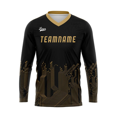 Custom Black Gold Basketball Soccer Football Shooting Long T-Shirt for Adults and Kids enthsush