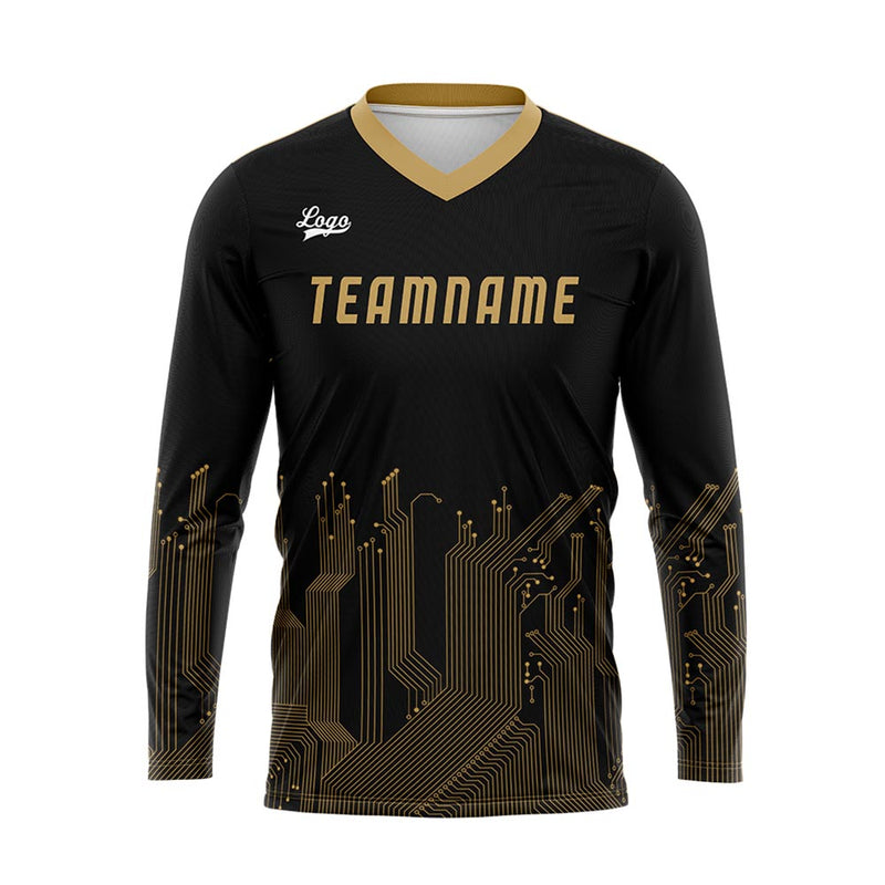 Custom Black Gold Basketball Soccer Football Shooting Long T-Shirt for Adults and Kids
