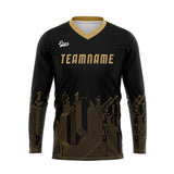 Custom Black Gold Basketball Soccer Football Shooting Long T-Shirt for Adults and Kids
