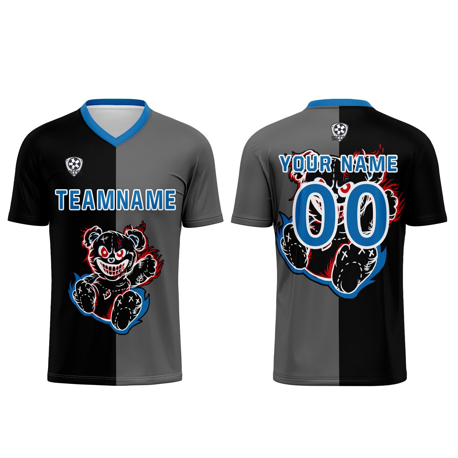 Custom Black Blue Jerseys for Men Women Personalized Soccer Uniforms for Adult and Kid enthsush