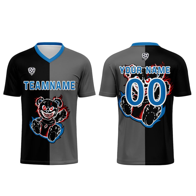 Custom Black Blue Jerseys for Men Women Personalized Soccer Uniforms for Adult and Kid