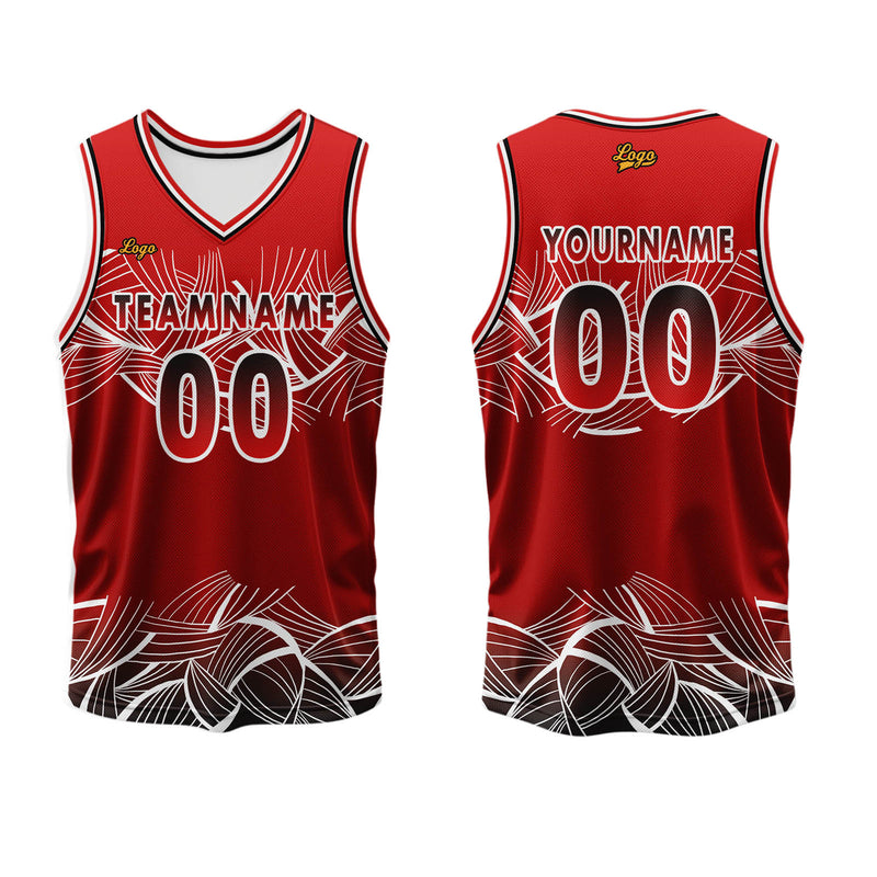 Custom Red Basketball Jersey Uniform Suit Printed Your Logo Name Number