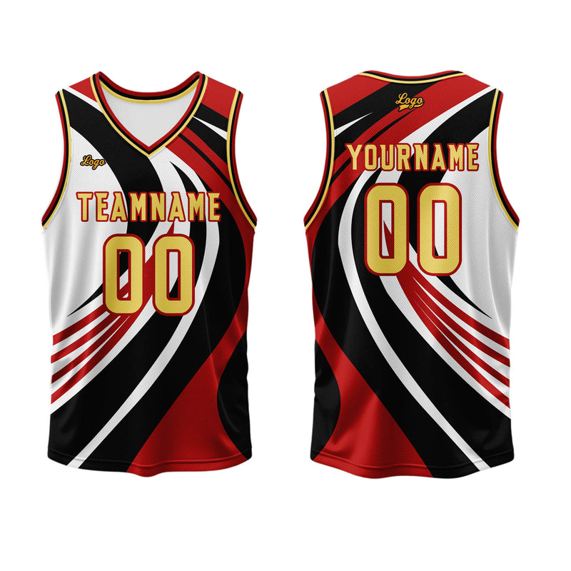 Custom Red Yellow Basketball Jersey Uniform Suit Printed Your Logo Name Number