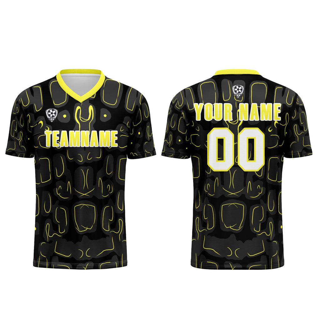Custom Black Yellow Jerseys for Men Women Personalized Soccer Uniforms for Adult and Kid enthsush