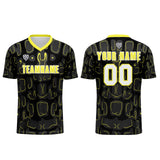 Custom Black Yellow Jerseys for Men Women Personalized Soccer Uniforms for Adult and Kid