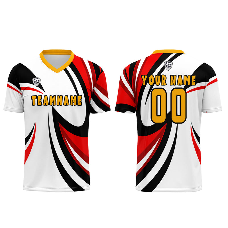 Custom White Red Jerseys for Men Women Personalized Soccer Uniforms for Adult and Kid