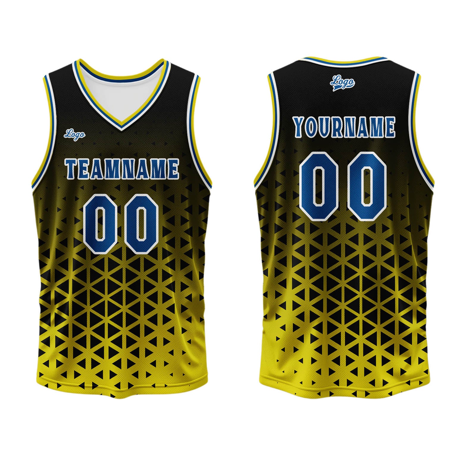 Custom Yellow Blue Basketball Jersey Uniform Suit Printed Your Logo Name Number enthsush