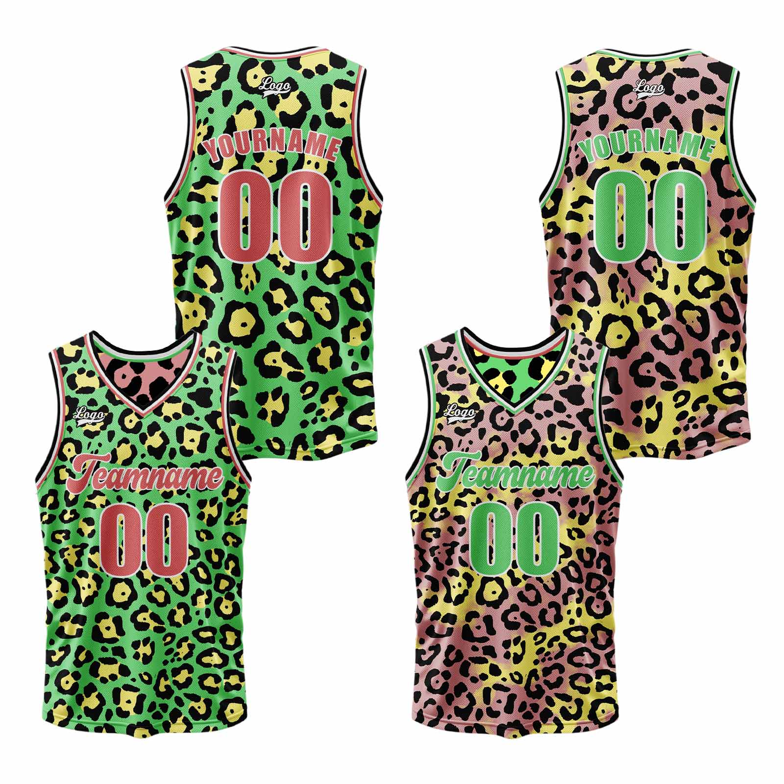 Custom Pink Green Reversible Basketball Suit for Adults and Kids Personalized Jersey enthsush