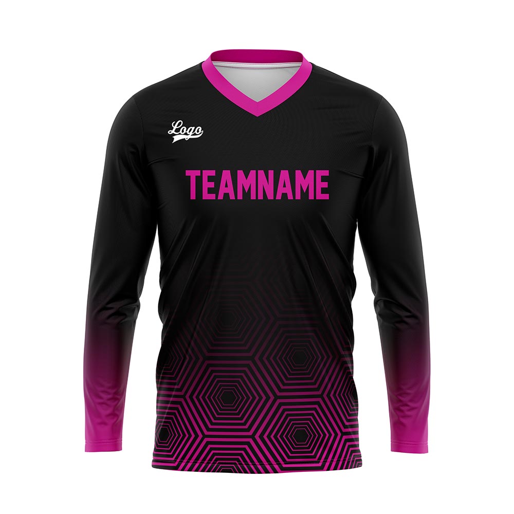 Custom Pink Black Basketball Soccer Football Shooting Long T-Shirt for Adults and Kids enthsush