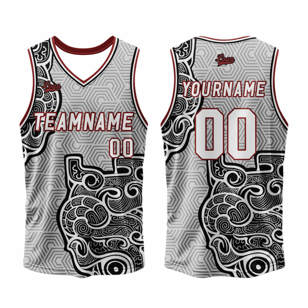 Custom Gray Black Basketball Jersey Uniform Suit Printed Your Logo Name Number enthsush