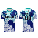 Custom Cyan Blue Jerseys for Men Women Personalized Soccer Uniforms for Adult and Kid